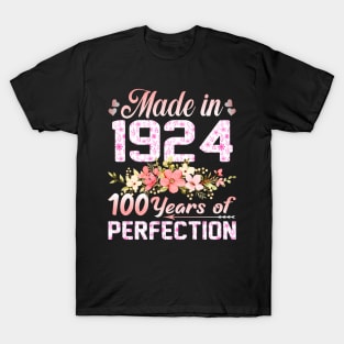 Made In 1924 100 Years Of Perfection 100Th Birthday T-Shirt